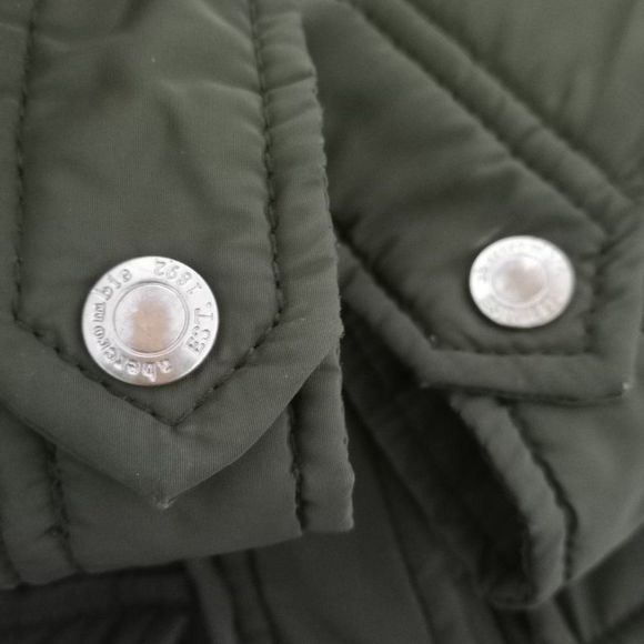 Abercrombie kids Little Girls dark Olive green puffer hooded jacket full zip - Picture 8 of 9